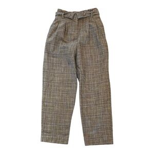 Topshop cropped plaid trousers with elastic waist